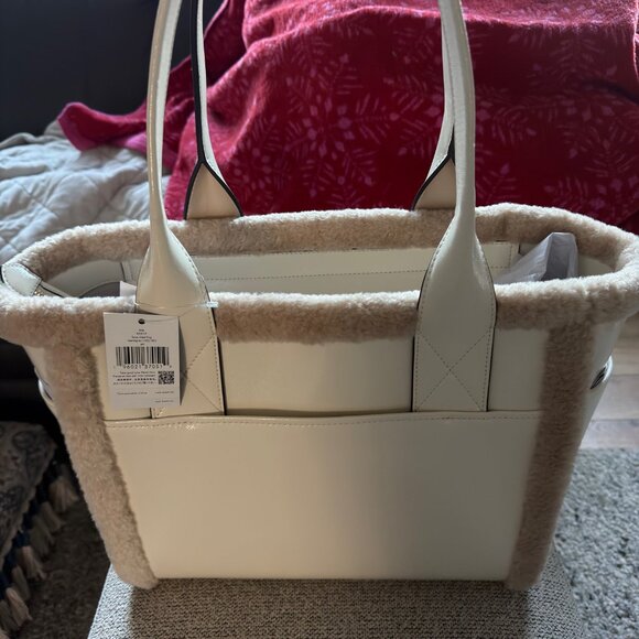 Kate Spade Ivory Meringue Faux Shearling Tote Handbag NWT $459 Retail - Picture 2 of 6